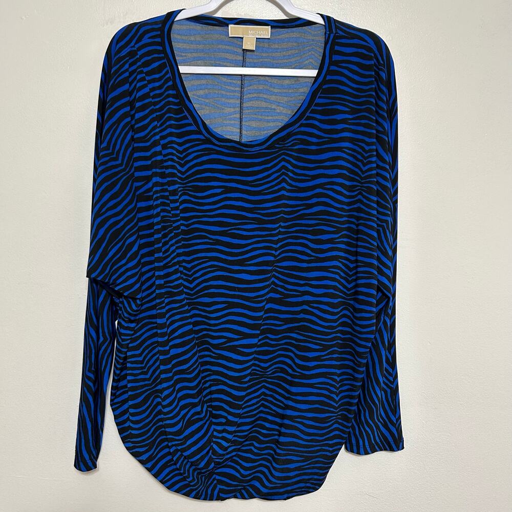 MICHAEL Michael Kors Zebra Stripe Long Sleeve Top XL